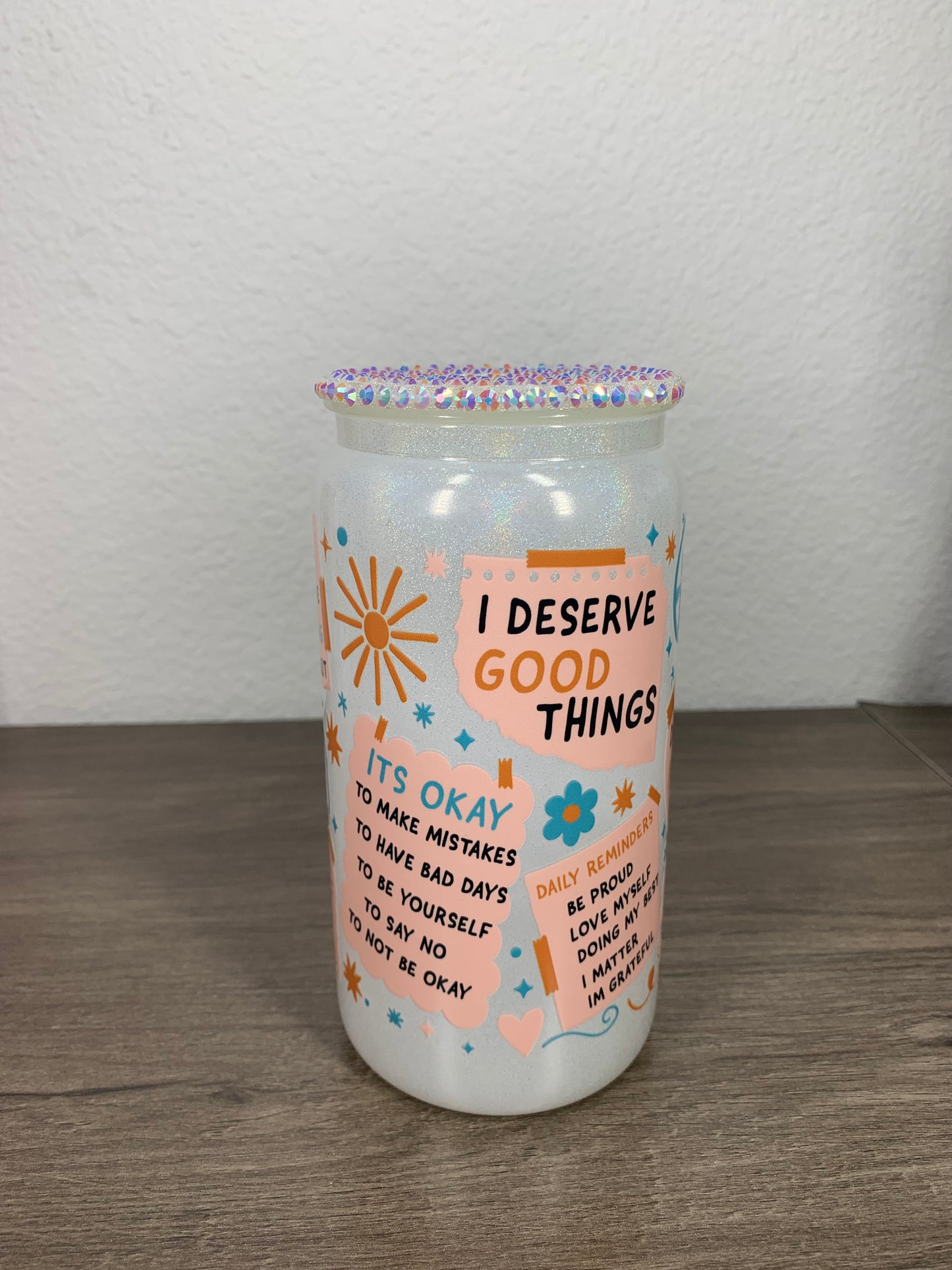 Positive Affirmations White Glass Cup