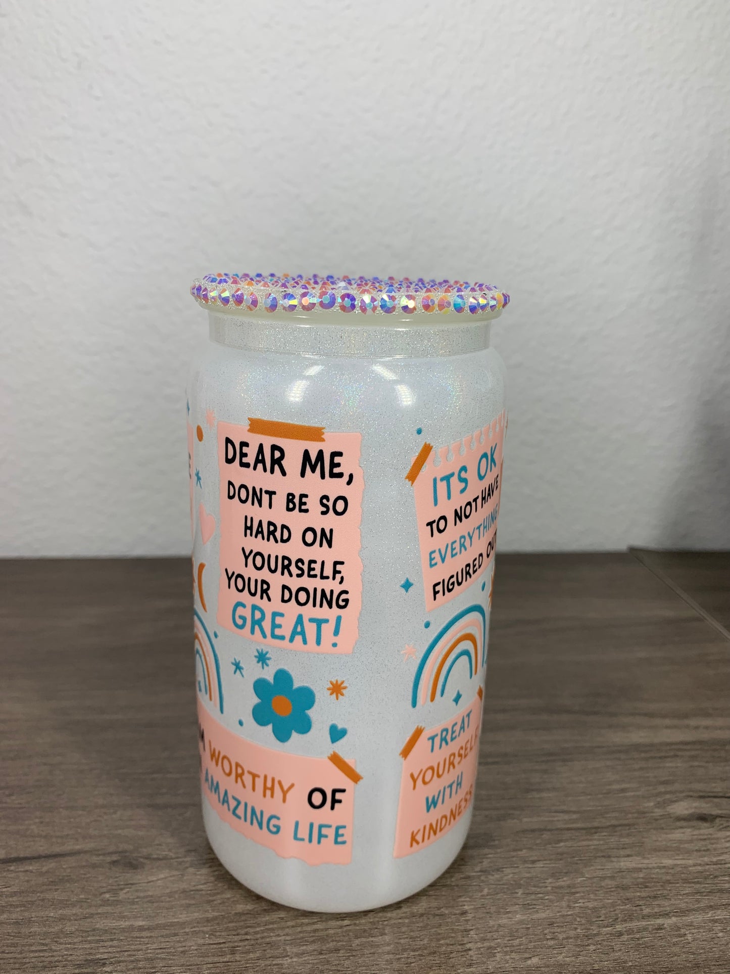 Positive Affirmations White Glass Cup