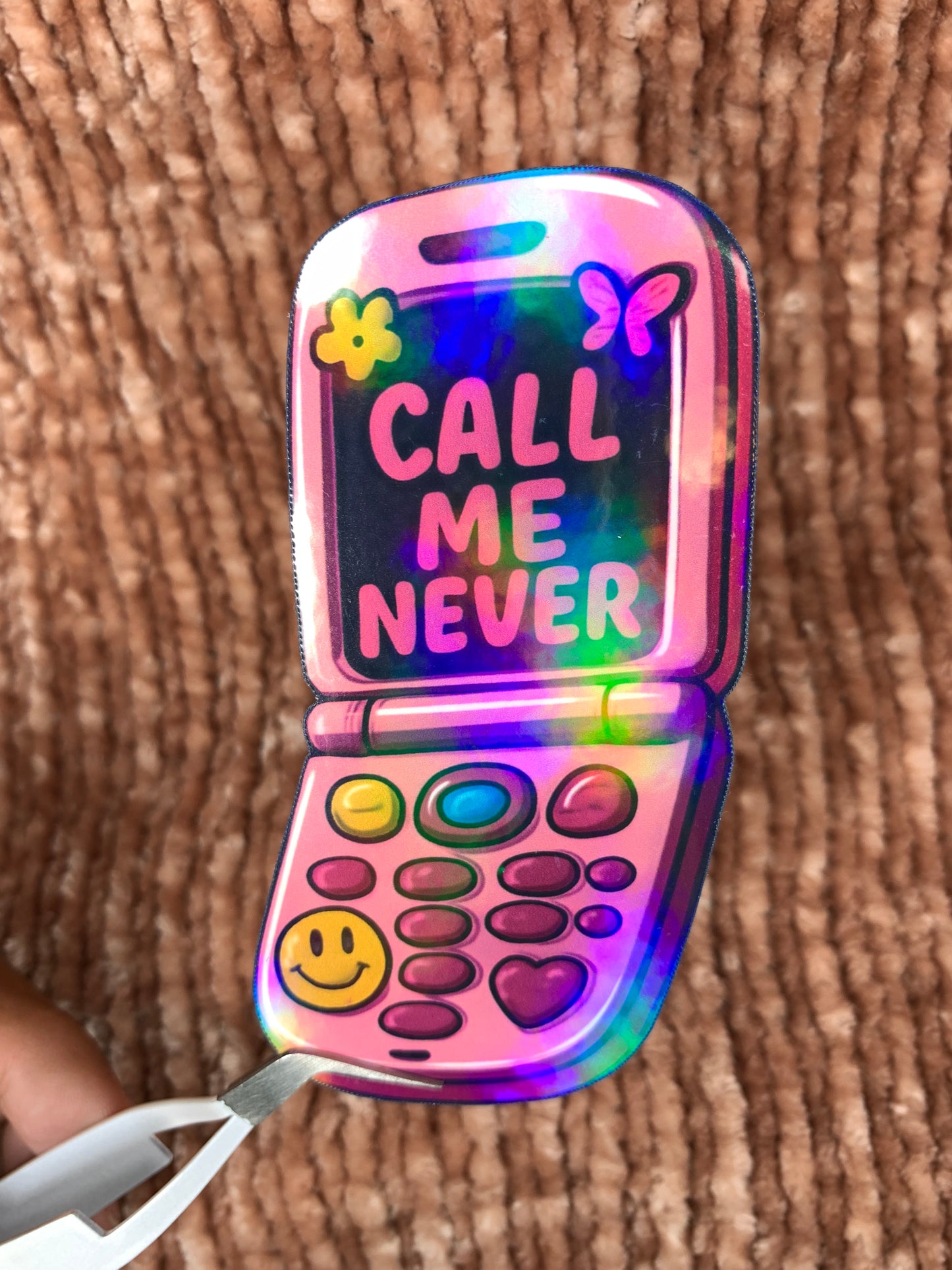 Call me never phone sticker