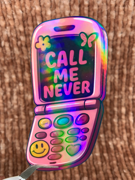 Call me never phone sticker