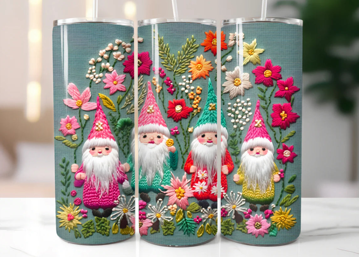 Gnomes with Flowers Tumbler