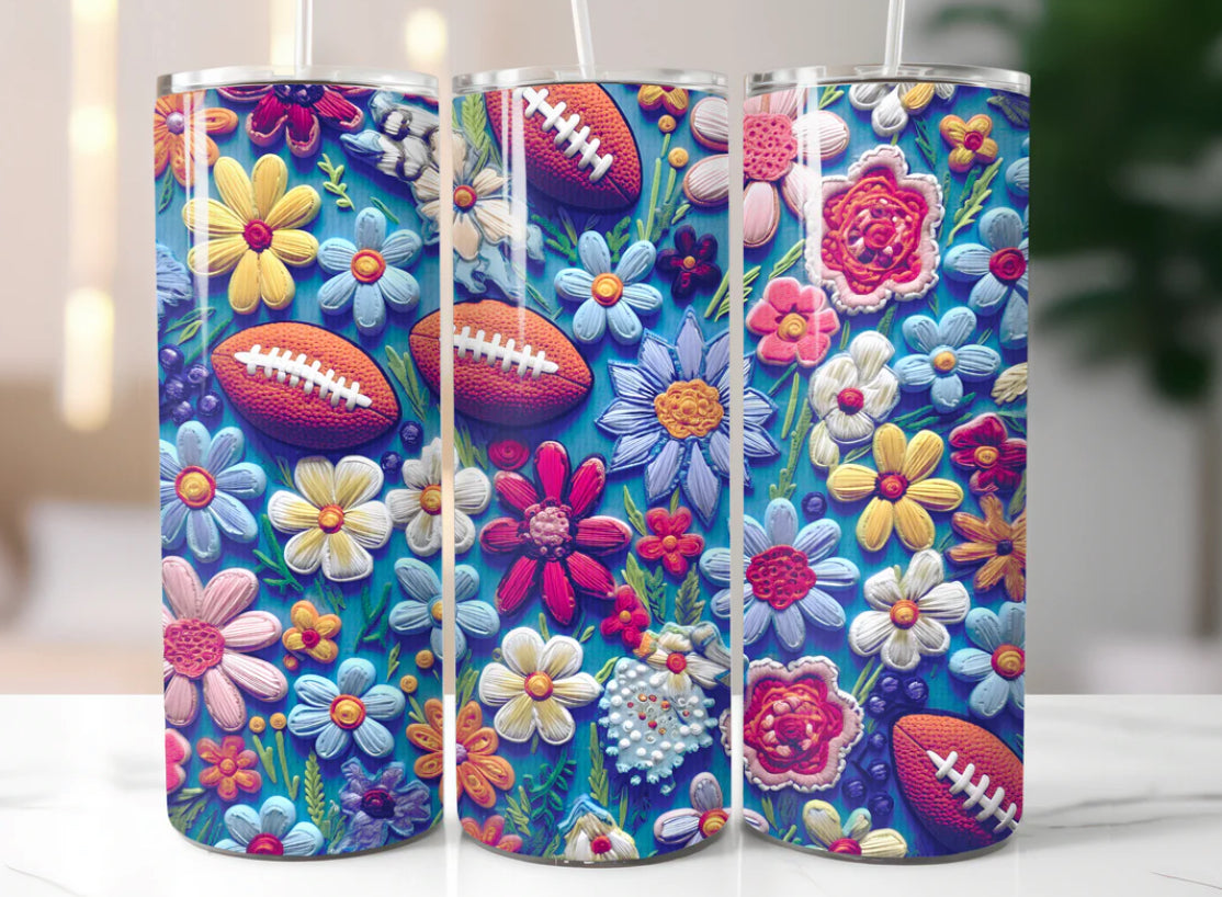 Footballs with Flowers Tumbler