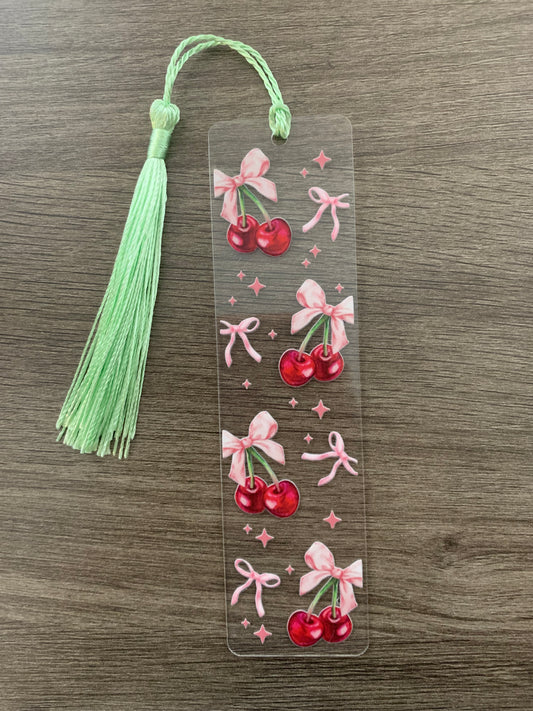Pink Coquette with Red Cherries Bookmark