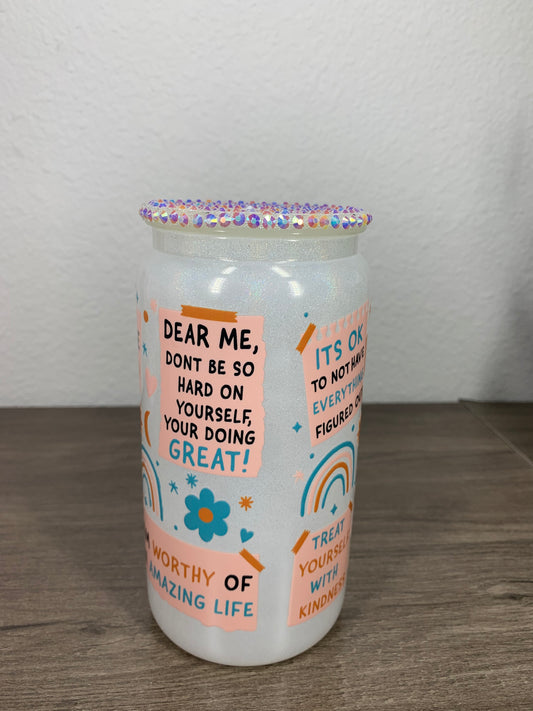 Positive Affirmations White Glass Cup